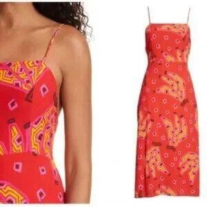 House of Harlow 1960 Smoked Retro Cutout Beaded Tassels Banana Print